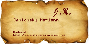 Jablonsky Mariann névjegykártya